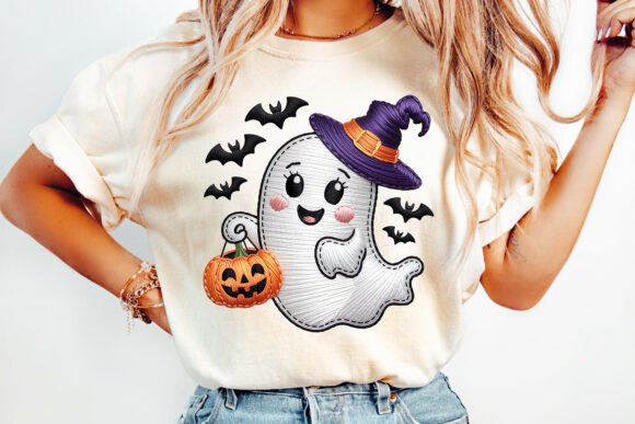 Faux Embroidery Halloween Ghost PNG Review
