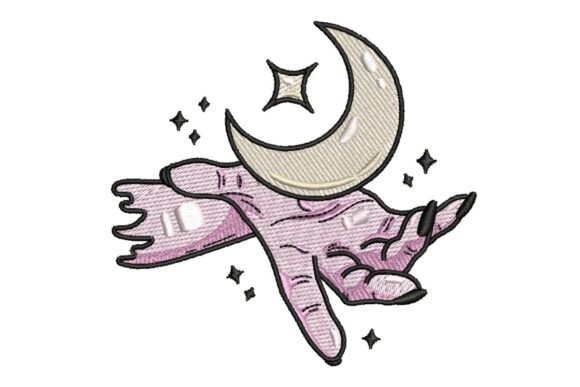 Mystical Hand Holding Crescent Moon Design Review