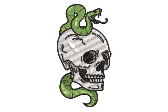 Tattoo Style Skull with Green Snake Design Review