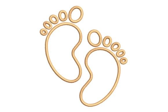 Whimsical Orange Baby Footprints Outline Design
