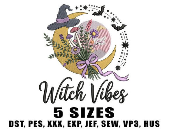 Witch Vibes Embroidery Design: Mystical Magic for Craft Fair Success